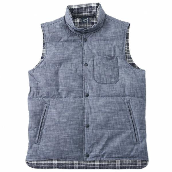 Campbell Quilted Reversible Down Vest - Blue Chambray Campbell Quilted Reversible Down Vest - Blue Chambray