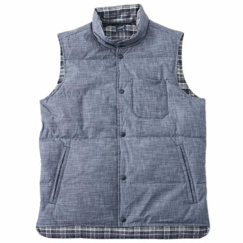 Campbell Quilted Reversible Down Vest - Blue Chambray Campbell Quilted Reversible Down Vest - Blue Chambray