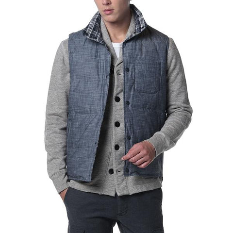 Campbell Quilted Reversible Down Vest - Blue Chambray Campbell Quilted Reversible Down Vest - Blue Chambray