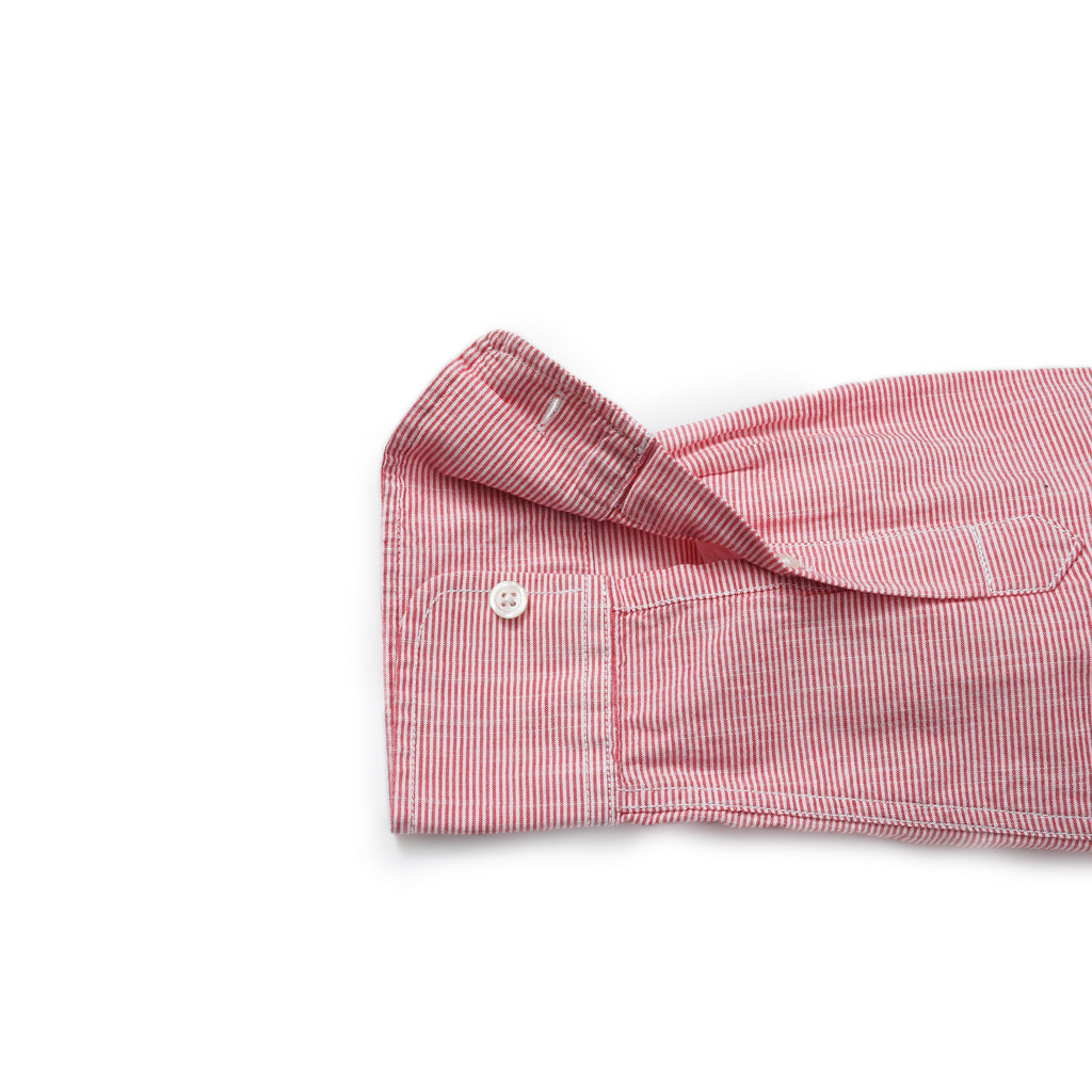 Stewart Microstripe Summer Chambray Shirt- Red Cream Stripe SLIM FIT Stewart Microstripe Summer Chambray Shirt- Red Cream Stripe SLIM FIT