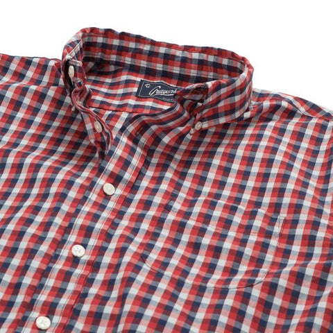 Clifton Red and Navy Slub Poplin Shirt