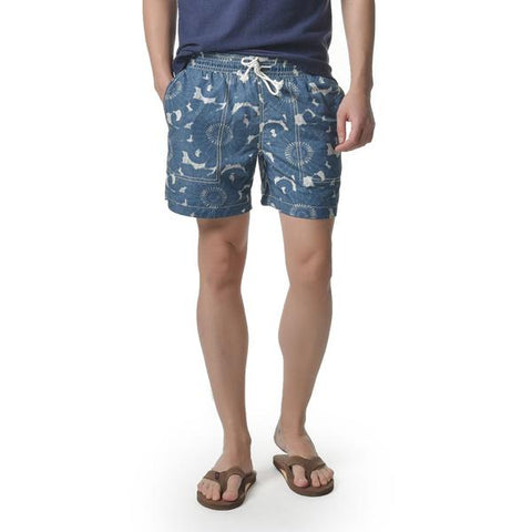 Batik Print Swim Trunk 7"