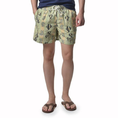 Tropical Fish Print Swim Trunk 7"