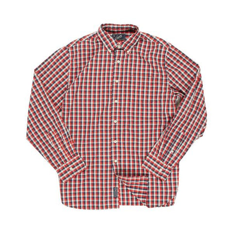 Clifton Red and Navy Slub Poplin Shirt