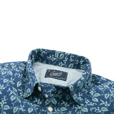 Izzy Indigo Print Shirt Short Sleeve Shirt